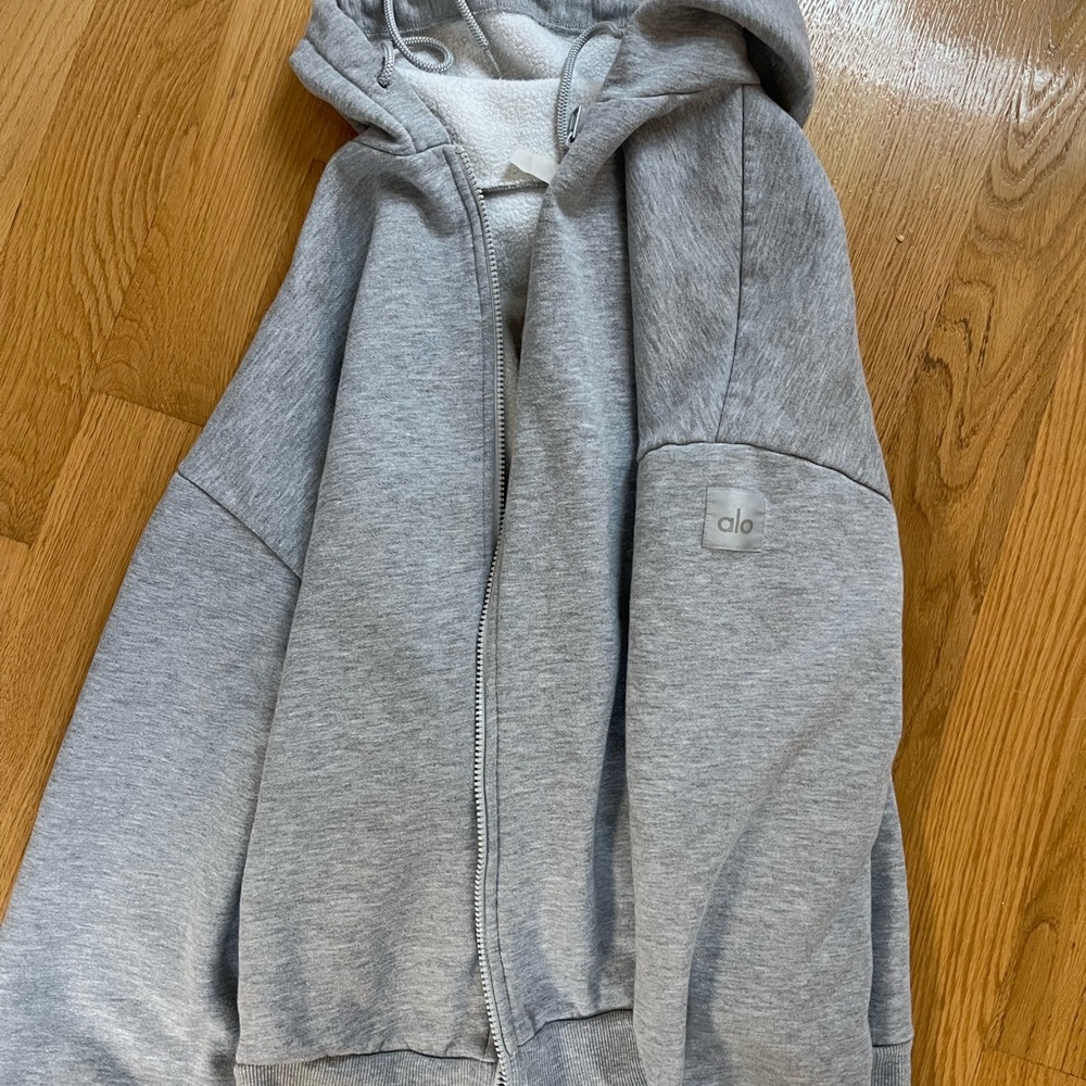 Alo grey zip up sweatshirt
